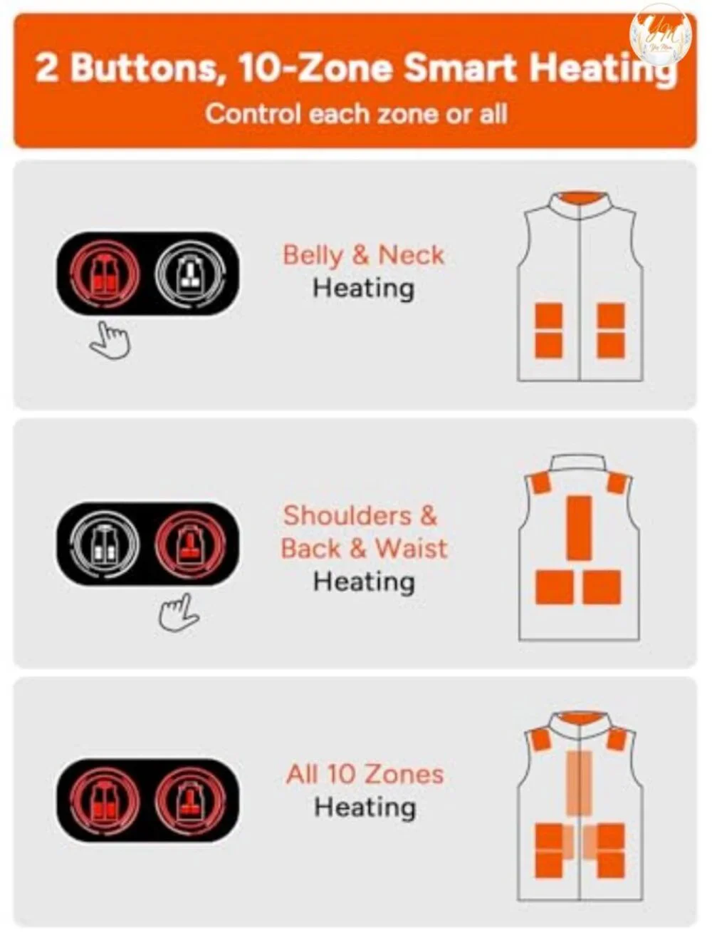 Heated Vest for Men Women, Sleeveless Quilted Jacket, Adjustable Fit, 10
